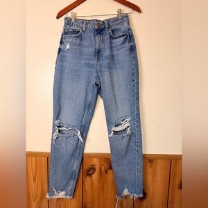 Zara Light Blue Ripped Boyfriend Jeans